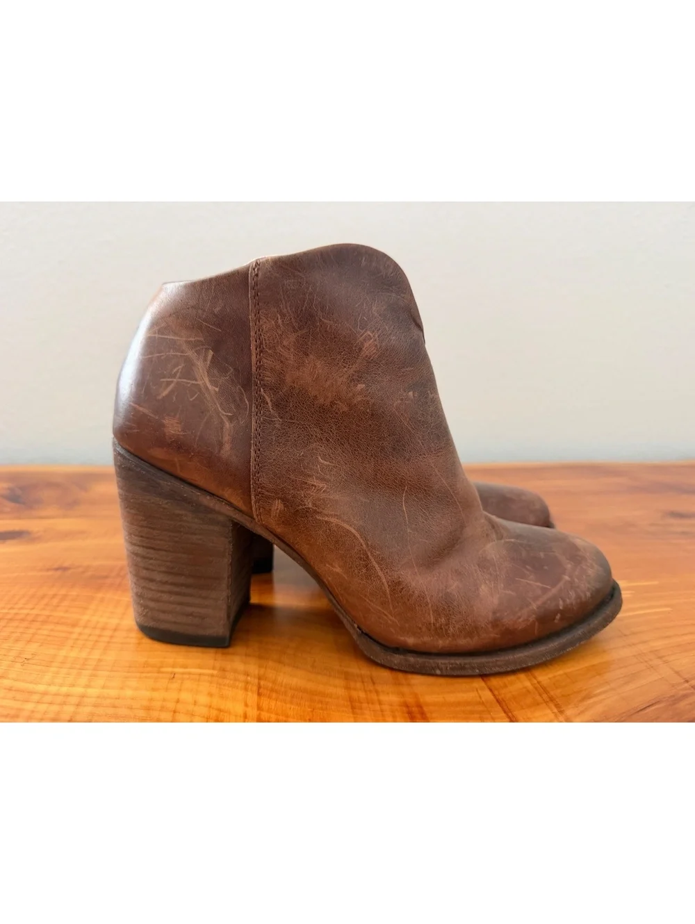 FREEBIRD by Steven Darius Womens Size 9 Brown Leather Zip Ankle Boots Block Heel